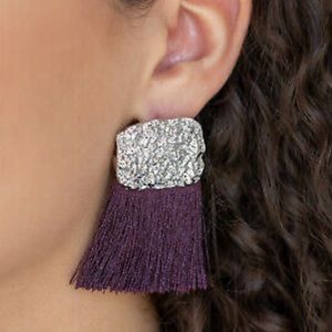 Plum fringe earrings